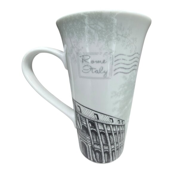 222 Fifth World Traveler Rome Italy Mug Porcelain Black & White 12 Oz - Picture 7 of 9